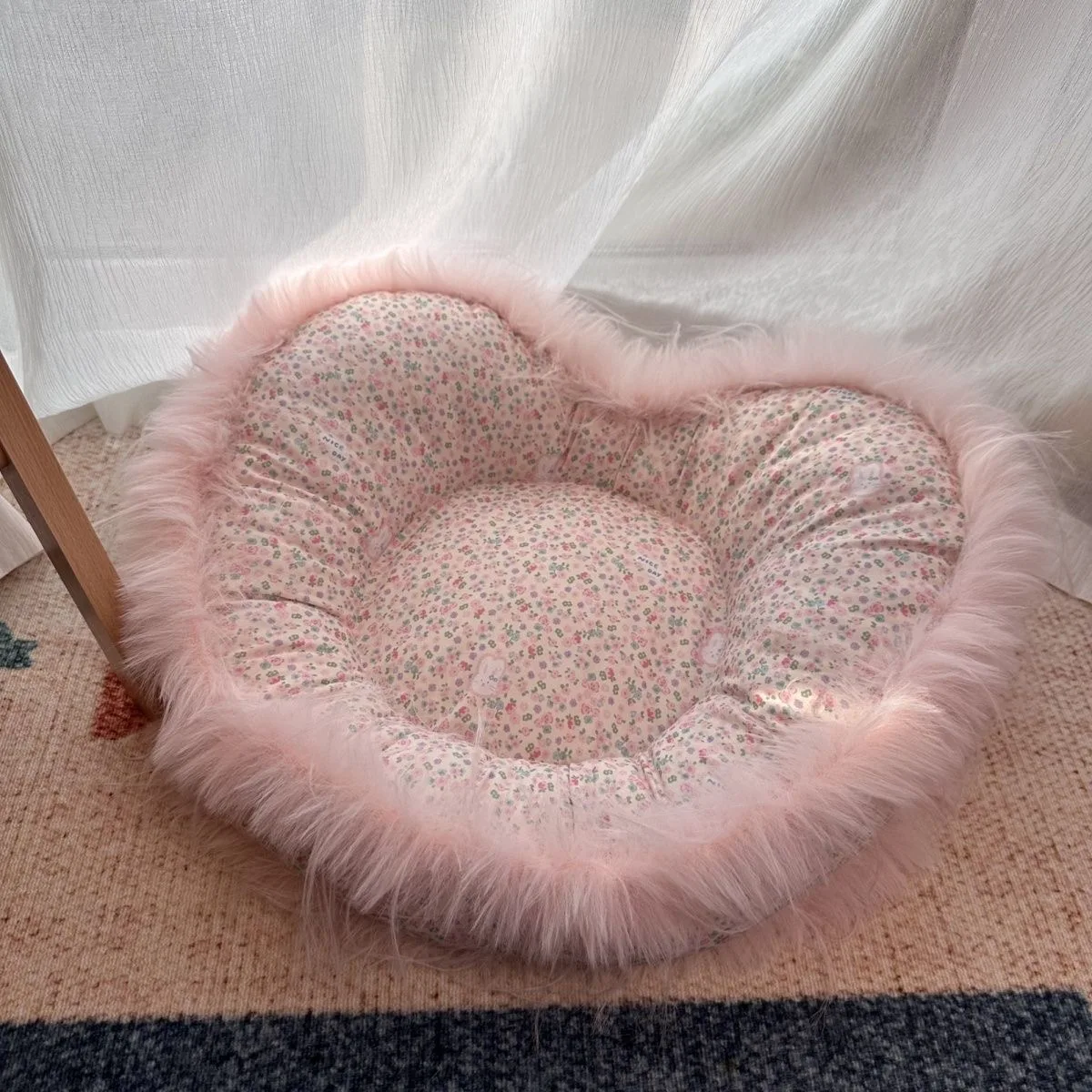 50*40cm Pink Plush Pet Nest Heart Design Soft Warm Washable Pet Bed For Dog and Cat Pet Supplies