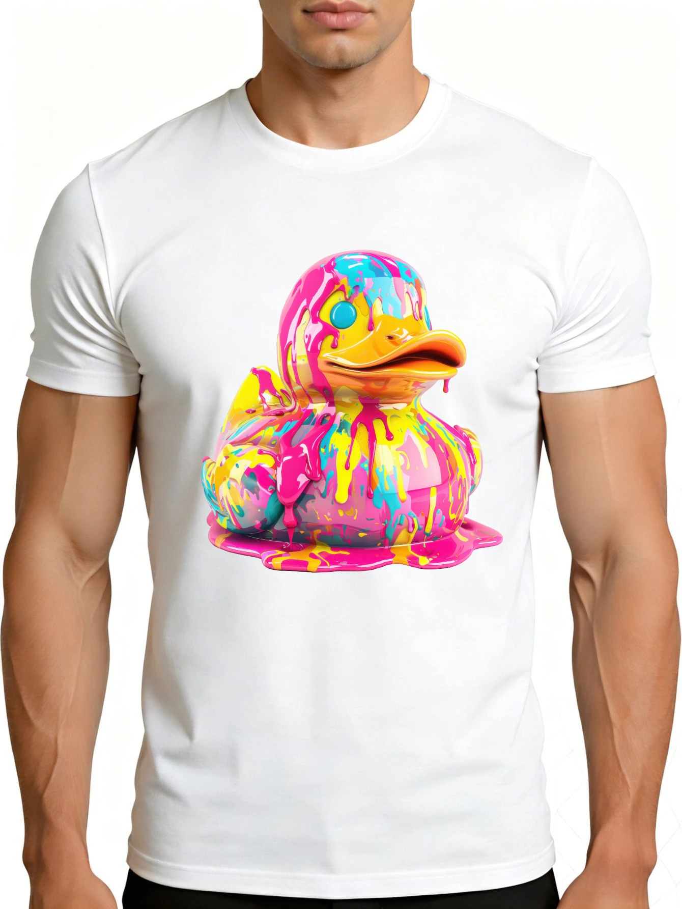 Colorful Rubber Duck Art Men's T-Shirt Summer Casual Wear Gift for Friends and Family