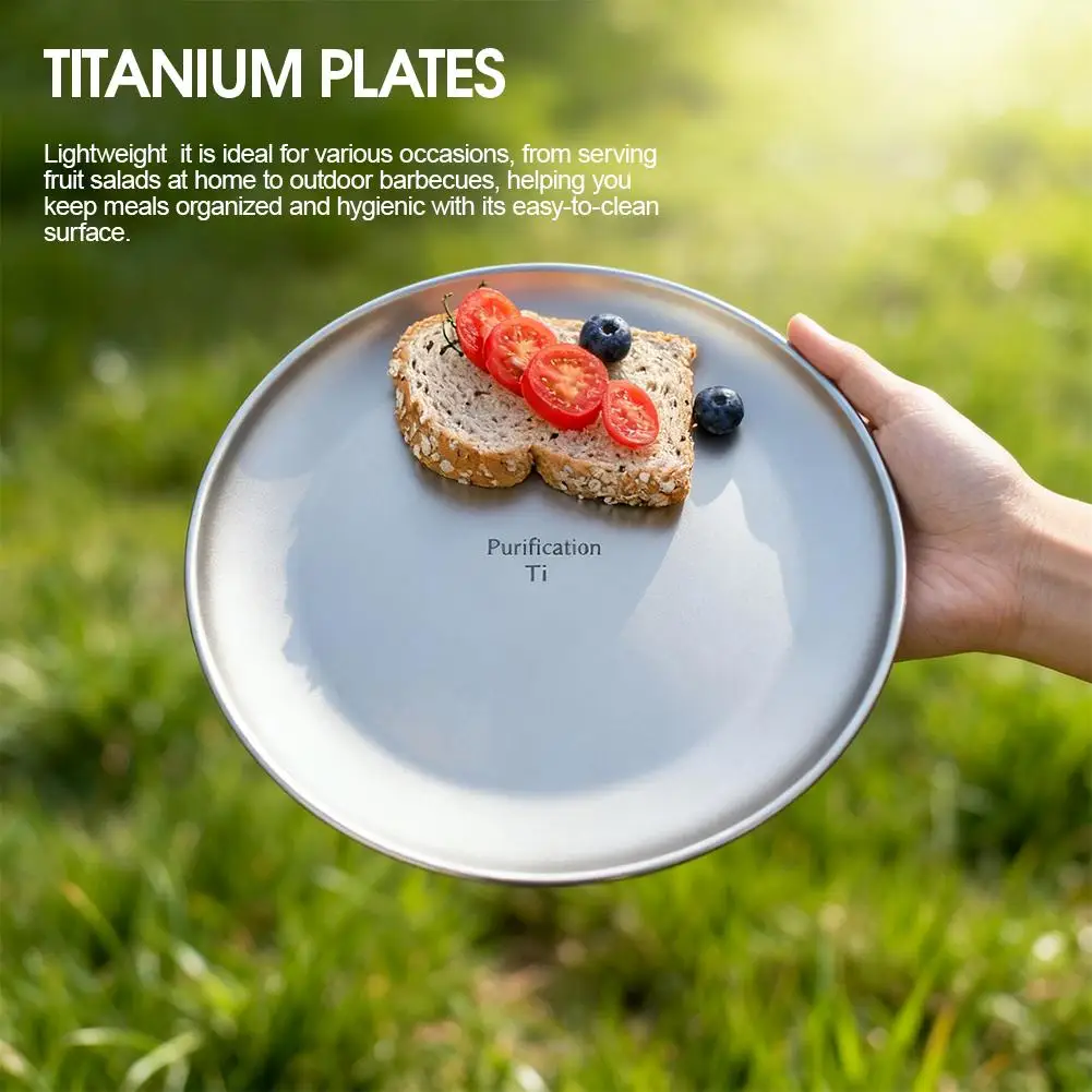 Titanium Camping Plate Travel Tableware Stackable Camping Supplies Backcountry Dinnerware for Backpacking Picnic Equipment