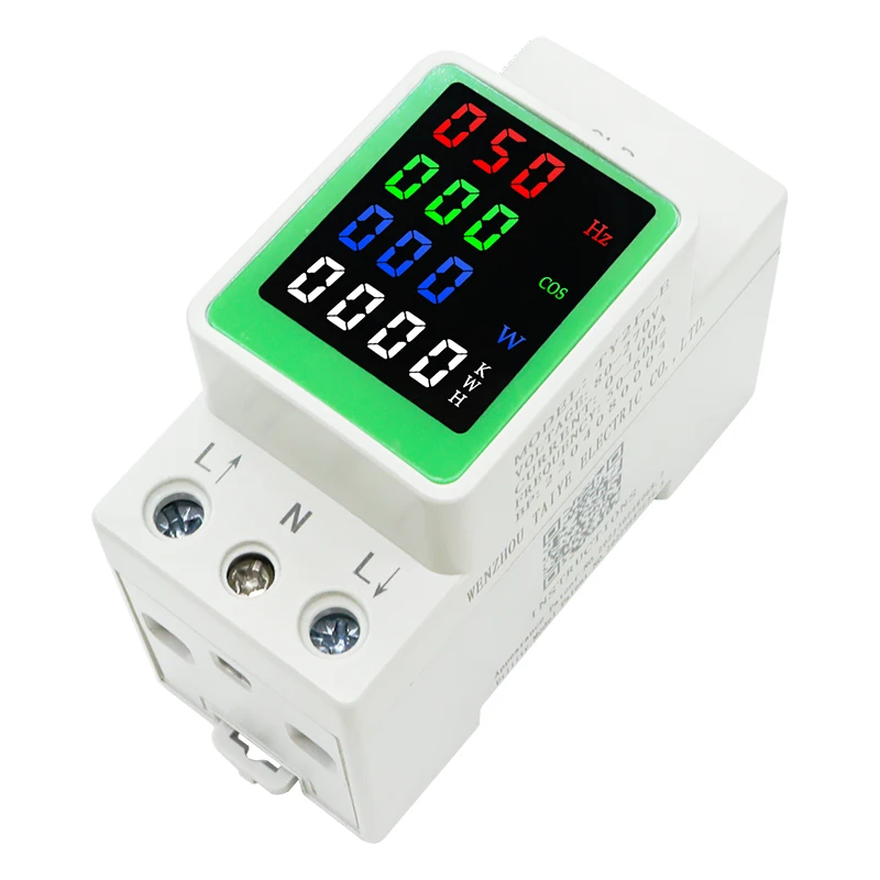 Din Rail Power Energy Meter 80-270V 100A Electronic Kwh Meter Wattmeter Multi Digital Ammeter Voltmeter