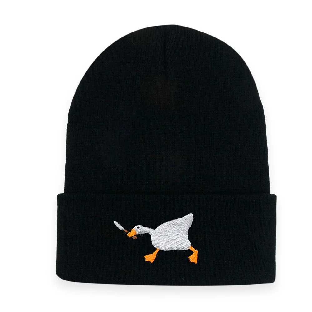Big Goose Embroidered Knitted Hat for Winter and Winter Warmth, Men's and Women's Hoodies, Unclimbed Knitted Hat, Outdoor