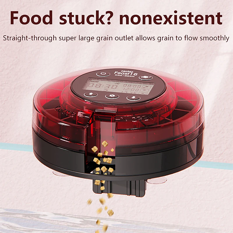 Automatic Fish Feeder for Aquarium, Automatic Food Dispenser with Timer, Rechargeable Timer Feeder, with USB Cable, LCD Display