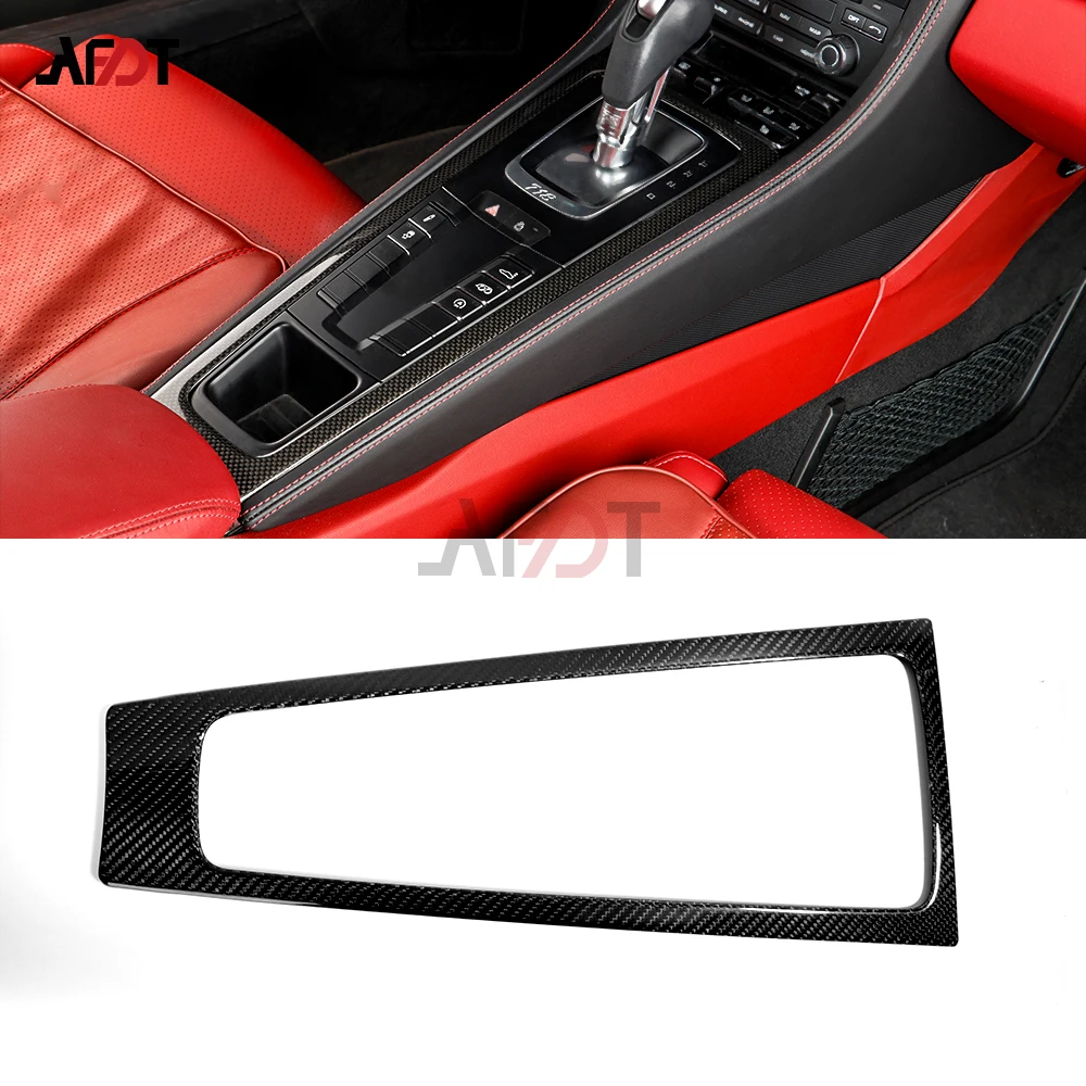 

Для Porsche 911 982 718 Boxster Cayman 2012-2019 настоящее углеродное волокно, салон автомобиля, центральная консоль, панель переключения передач, накладка