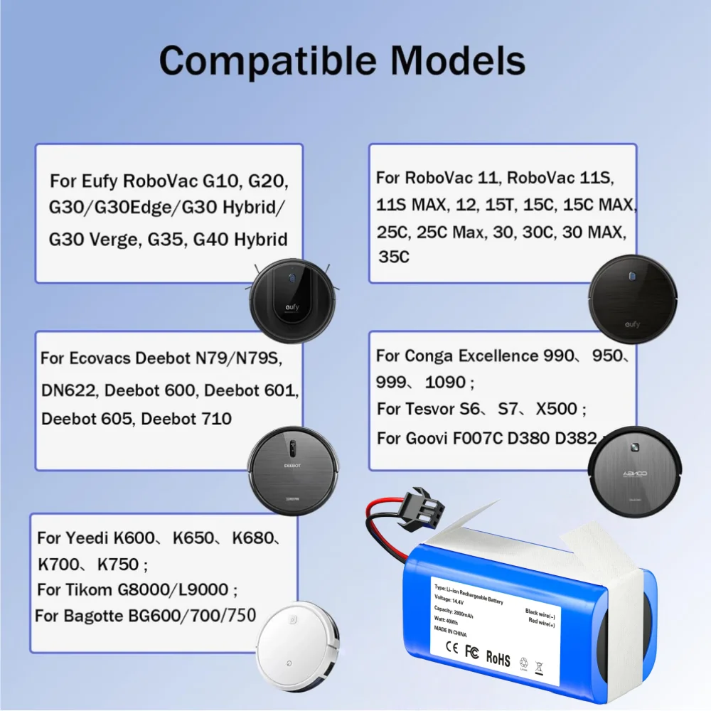 14.4V 3500mAh Li-ion Battery for Conga Excellence 950 990 1090 1790 1990 Deebot N79S N79 DN622 vacuum cleaner