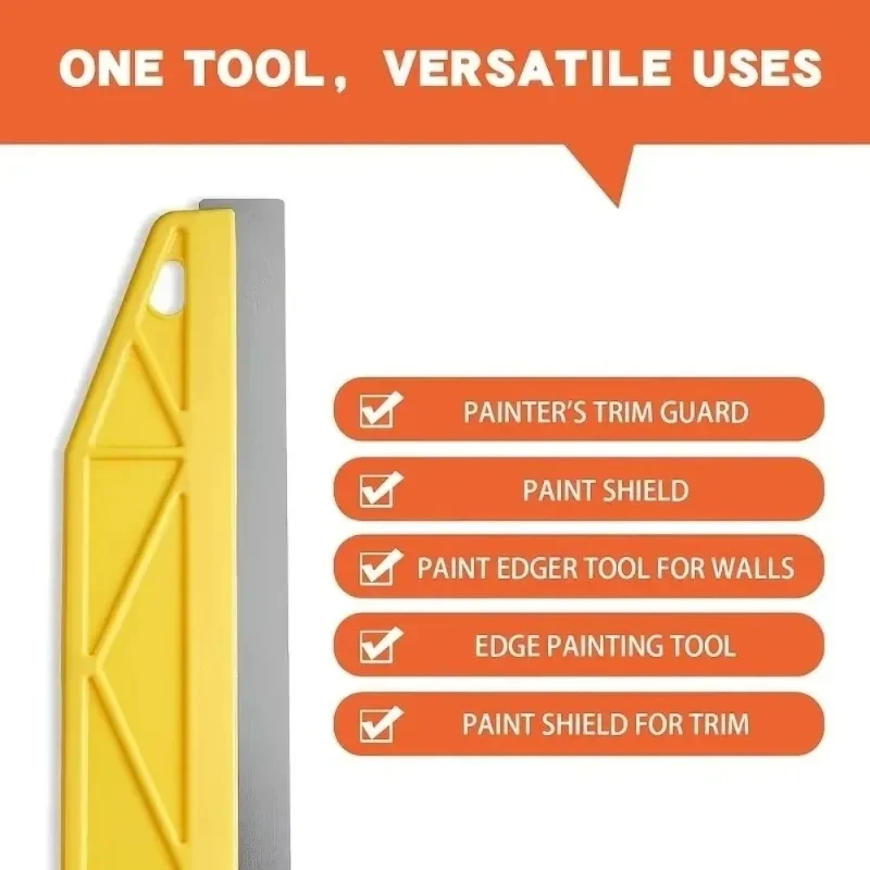 Heavy-Duty Paint Shield Edger Yellow with Ergonomic Handle Wall Painting Tool Plastic Metal Edge-Durable Painting Accessory