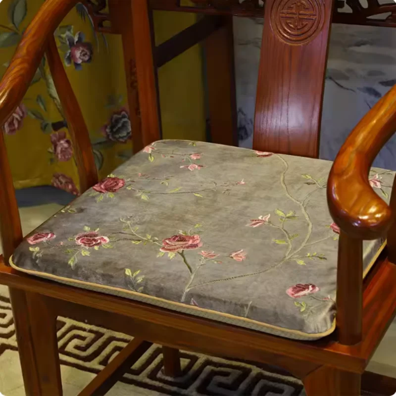 Chinese Style Mahogany Velvet Chair Cushion, Non‑Slip Sofa Pad for Home Solid Wood Official Hat Chair, Armchair & Taishi Chair
