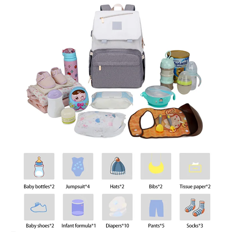New Hot Selling Multifunctional Waterproof Fabric Baby Diaper Bag Backpack for Mommy Mummy Mom Mother with Large Capacity Travel