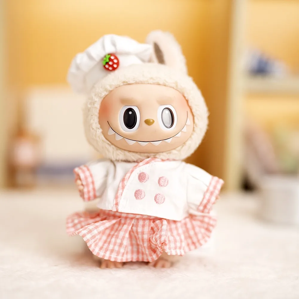 

17cm Mini Plush Doll'S Clothes Outfit Accessories For Korea Kpop Labubu Idol Pink bright silk bow princess gauze skirt Clothing