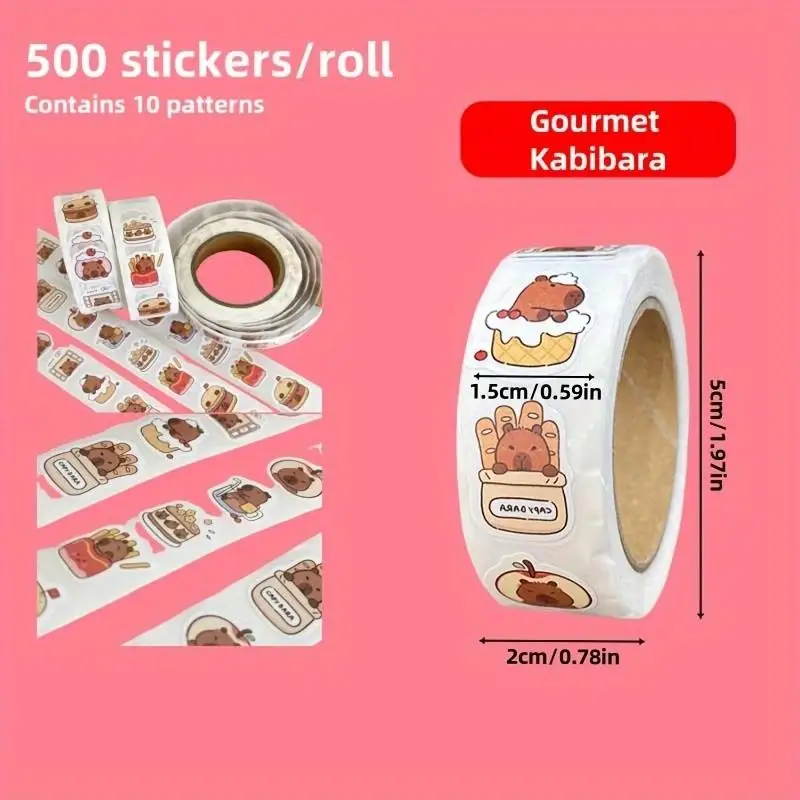 500/1000pcs Capybara Self-Adhesive Stickers,Ideal for Guitar Embellishments-Great for Laptops And Scrapbooks,Reward Gifts