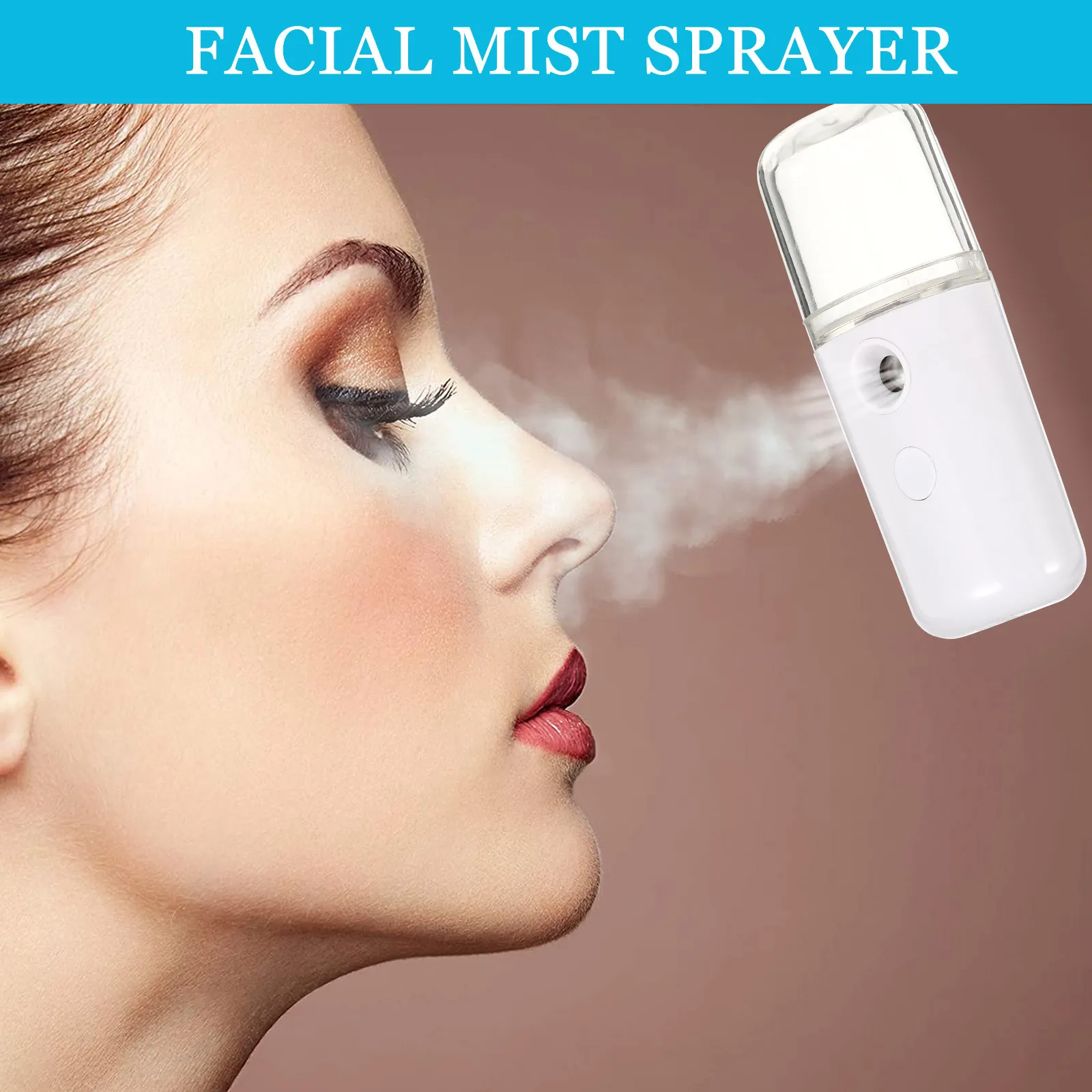 1Pcs USB Charging Nano Mist Sprayer Portable Face Humidifier Compact Lightweight Handheld Facial Spray for Dry Skin Deep