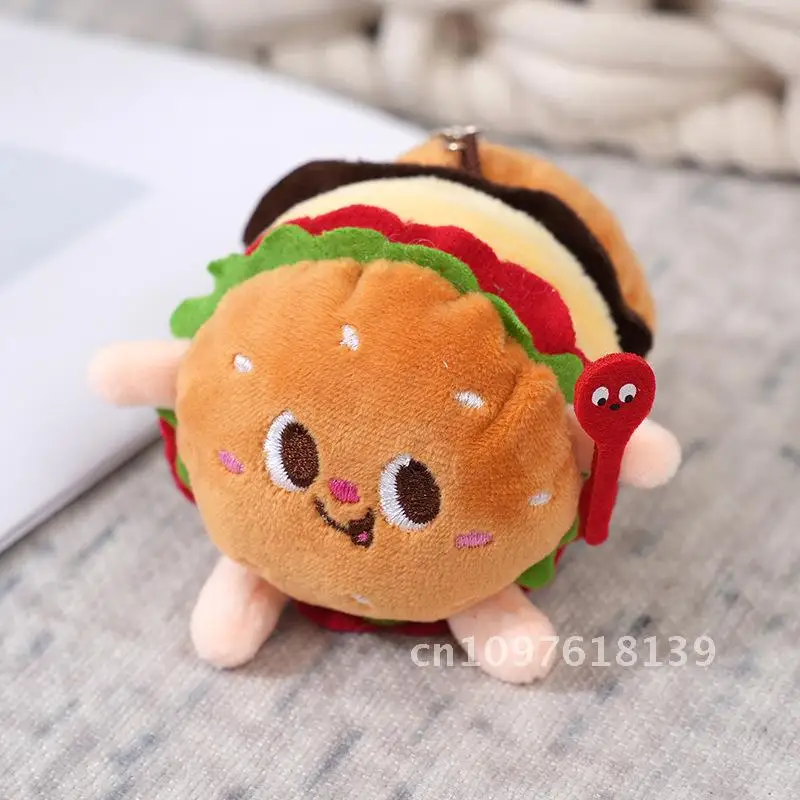 Simpatico hamburger hot dog gamba di pollo ciondolo in peluche piccola bambola - portachiavi zainetto ornamento afferrare macchina giocattolo per bambini