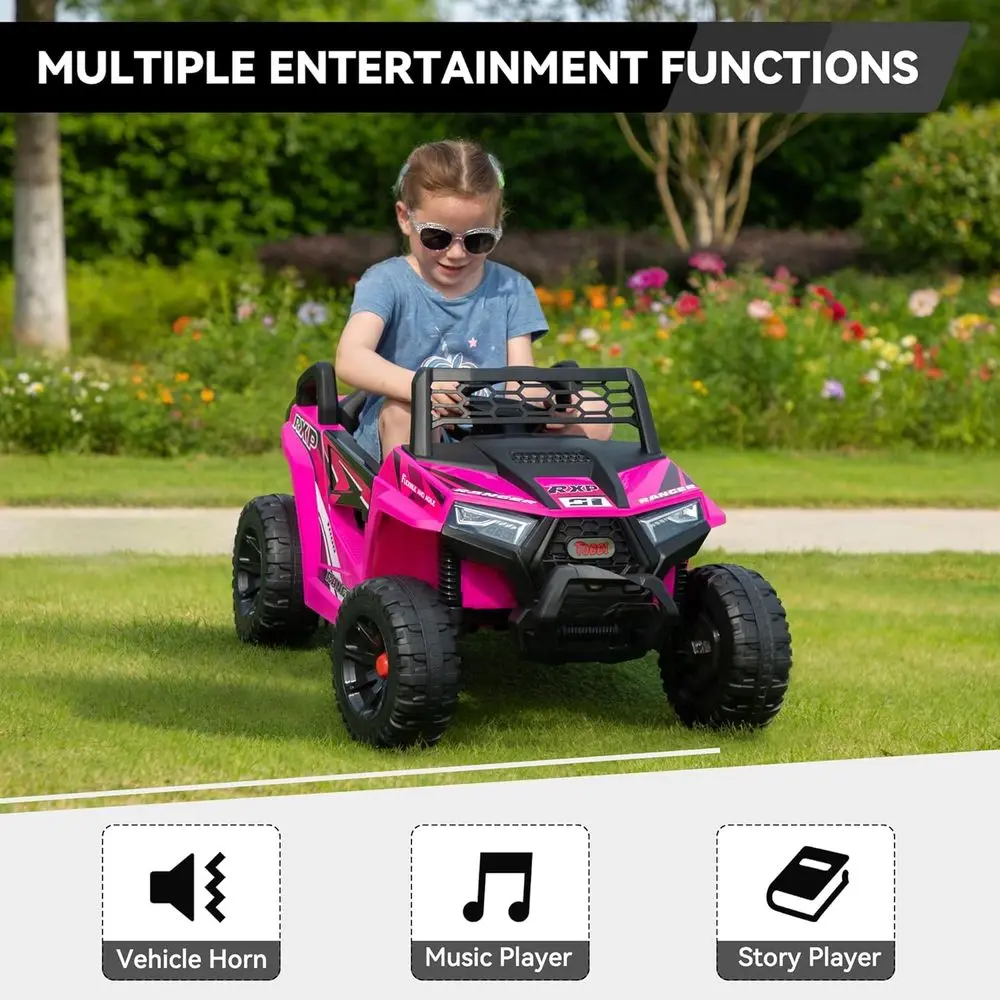 Samochodzik dla dzieci 12V, elektryczny terenowy pickup dla maluchów, pojazd na baterie z 4 kołami do jazdy z podwójnymi silnikami 25W