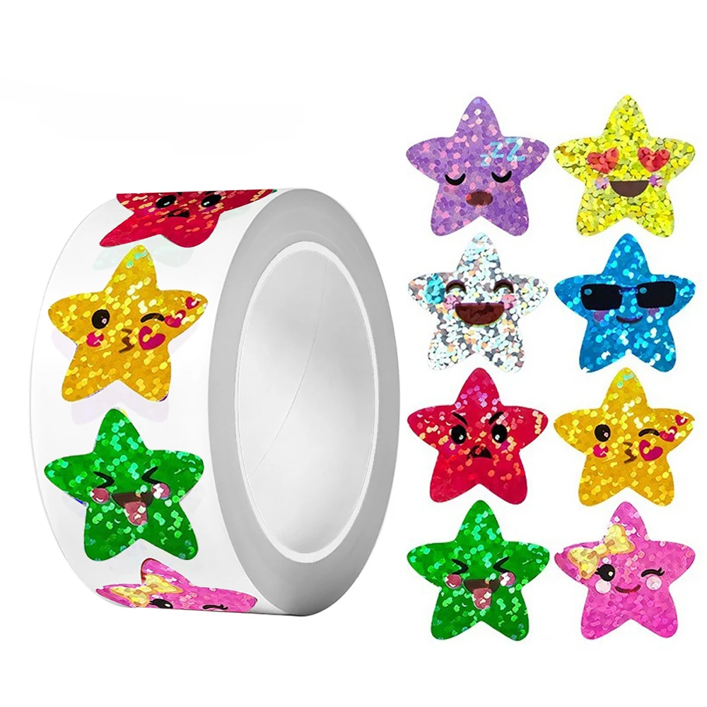 500 pçs/rolo bonito colorido glitter estrela adesivos crianças recompensa adesivo diy bagagem scrapbook telefone dos desenhos animados criativo decalques de vedação
