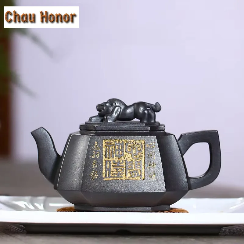 280ml Chinese Yixing High-end Raw Ore Black Mud Purple Clay Pot Handmade Household Puer Kungfu Tea Set Customized Drinkware Gift