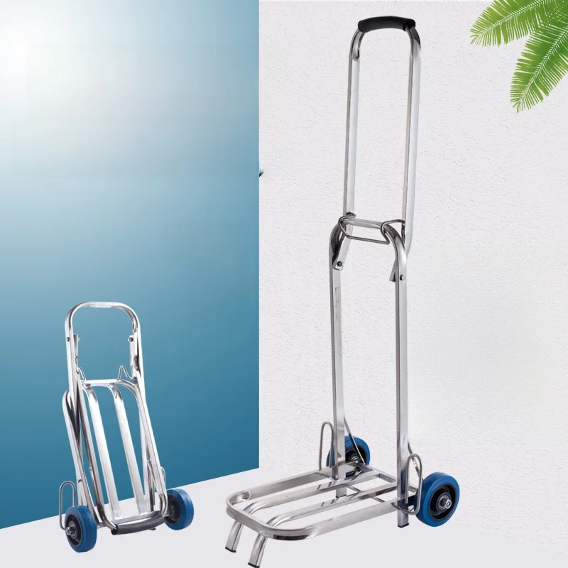 

Портативная складная тележка из нержавеющей стали для покупок, перевозки овощей и багажа, ручная тележка-трансформер
