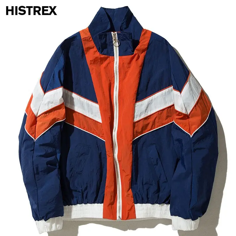 HISTREX Patchwork Streifen Retro Herren Jacken Vintage Neue männer Windjacke Bike Männlichen Harajuku Hip Hop Jacke Männer 4YAGU #