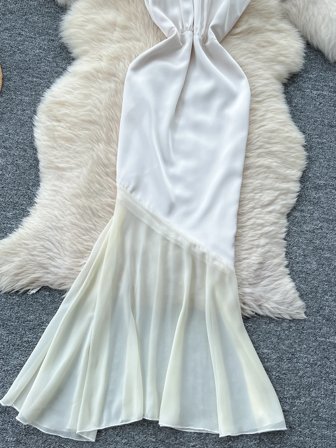 فستان صيفي أنيق بدون أكمام بياقة معلقة للنساء، تنورة طويلة بخصر مرتفع من الساتان بتصميم ذيل السمكة، فستان ميدي على الطراز الك... #3