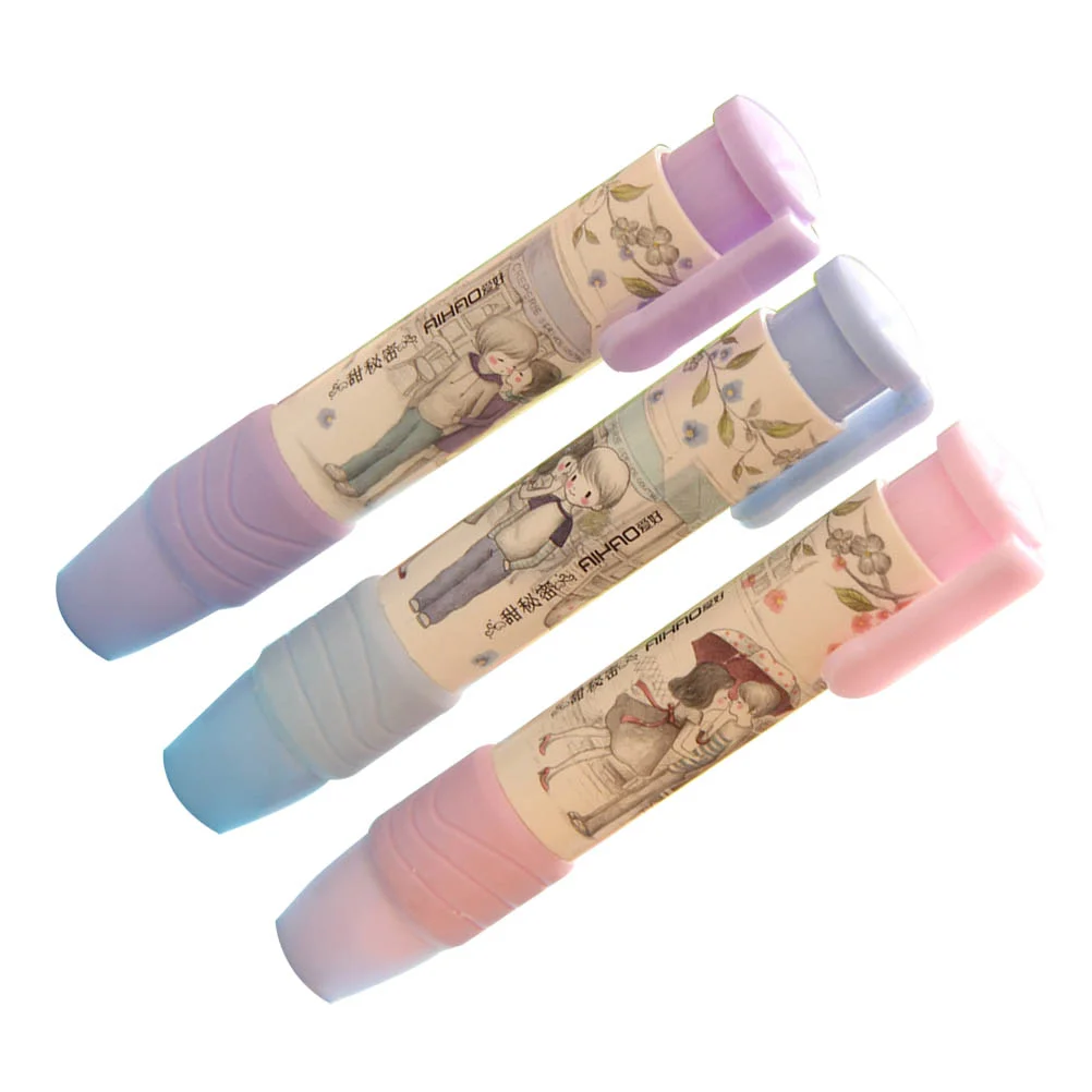 3 Pcs Cute Stationery Kawaii Pen School Gadgets Erasable Pens Supplies Puffy Children's for Girls Eraser Shape Cartoon Student