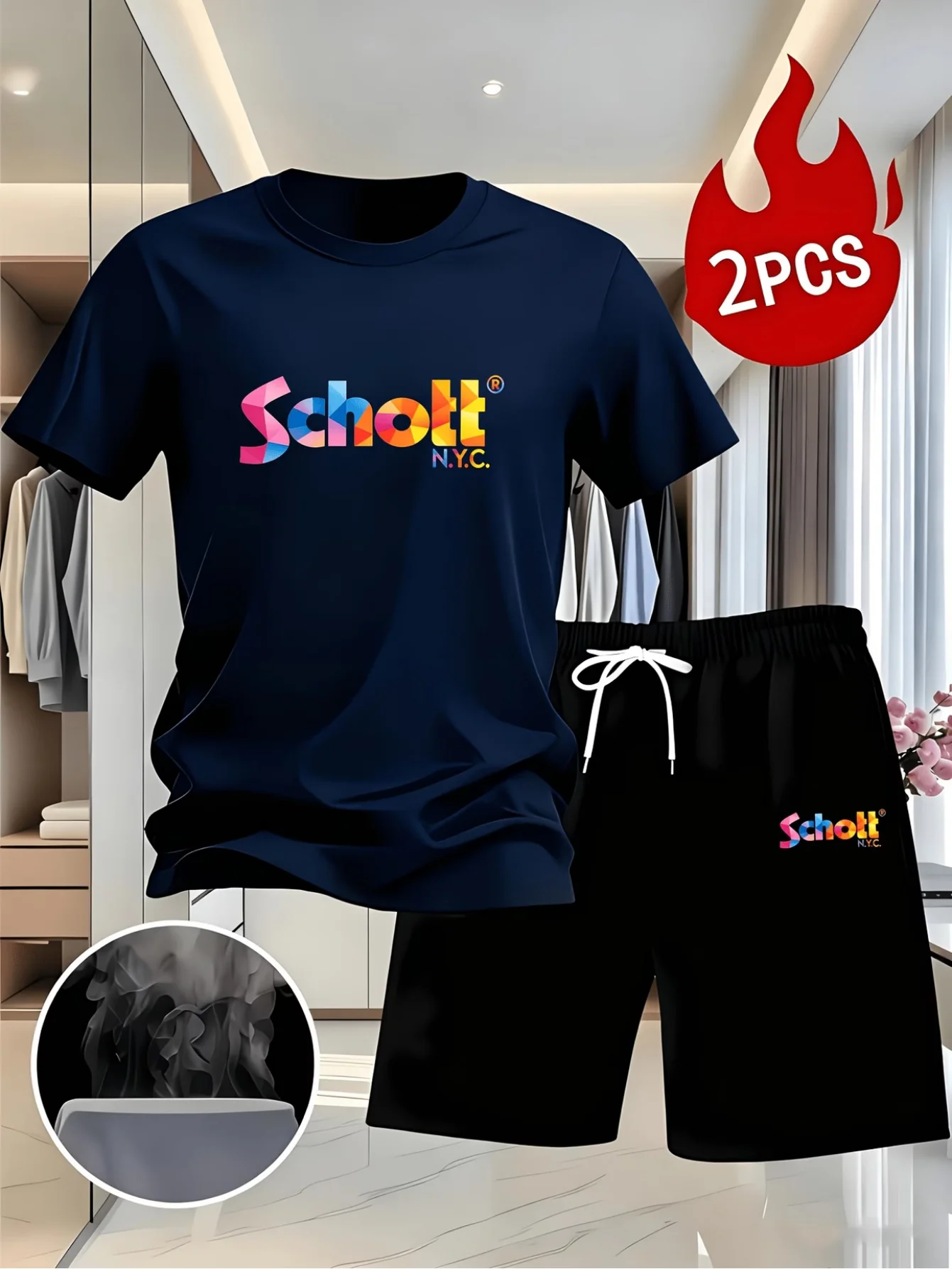2026 Men Summer 2‑Piece Casual Sports Set Short Sleeve T‑Shirt & Shorts Comfort Breathable Letter Print For Jogging Running