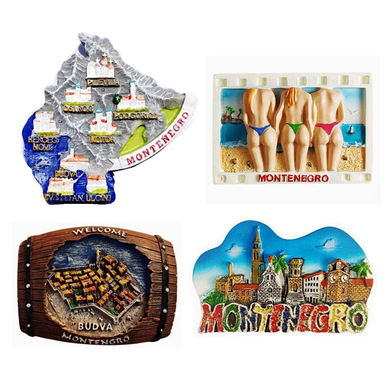 Balkan Peninsula Republic of Montenegro Handmade Painted 3D Fridge Magnets Tourism Souvenirs Refrigerator Magnetic Stickers