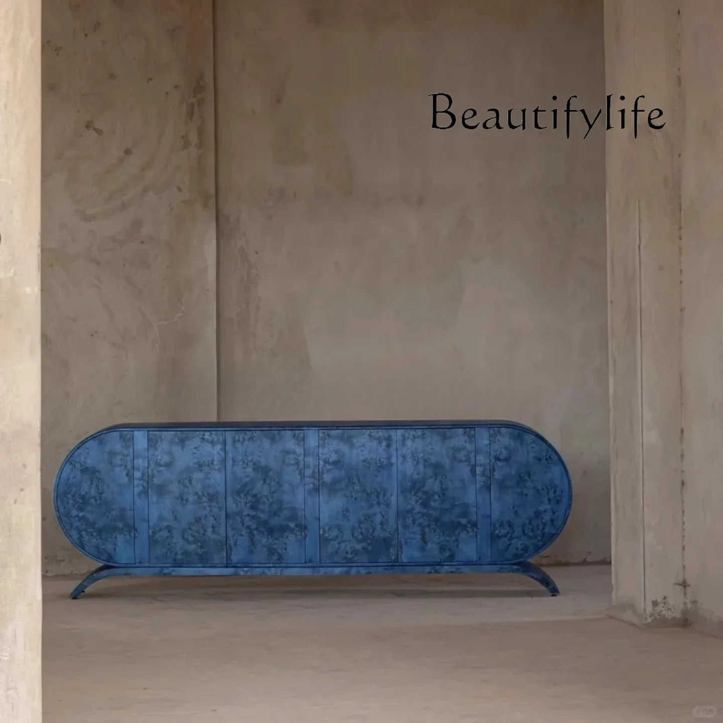 

VV Medieval solid wood dining side cabinet, living room locker, tree tumor bark creative entrance, retro storage cabinet