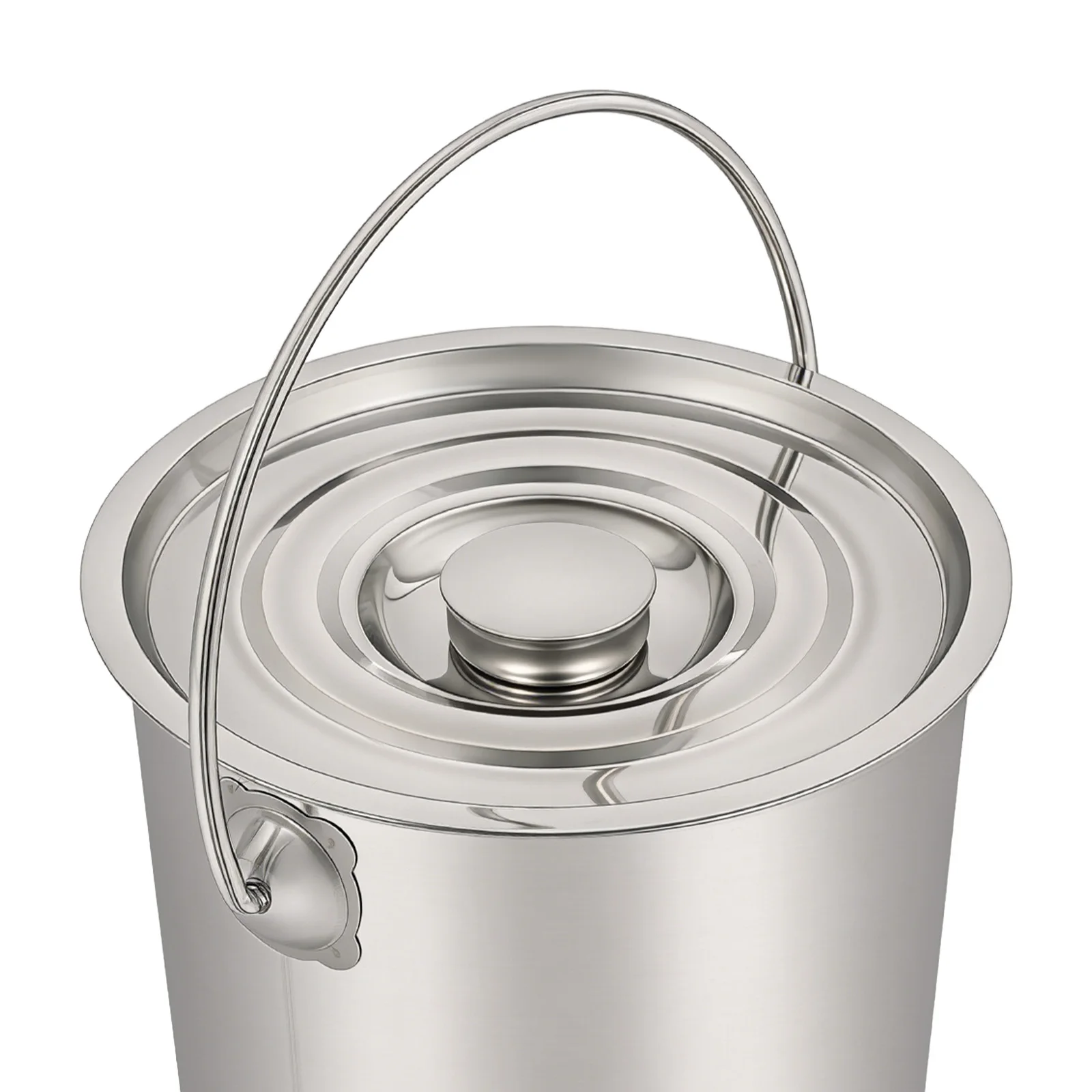 6l/12l/20l Großraum-Eimer aus lebensmittelechtem Edelstahl, verdickt 1,6 mm, mit Deckel und Griff, verhindert Leckagen, hitzebeständig, zum Kochen, Aufbewahren von Milch, Ölen, Ghee, Wein und anderen Flüssigkeiten. – Detail 21