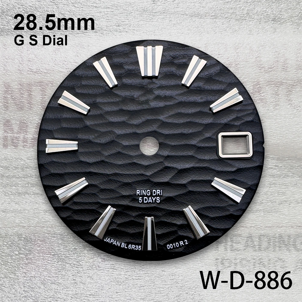 28.5mm G S Logo Wave Dial Fit NH35/NH36/4R/7S Movement Green Luminous High Quality Watch Modification Accessories