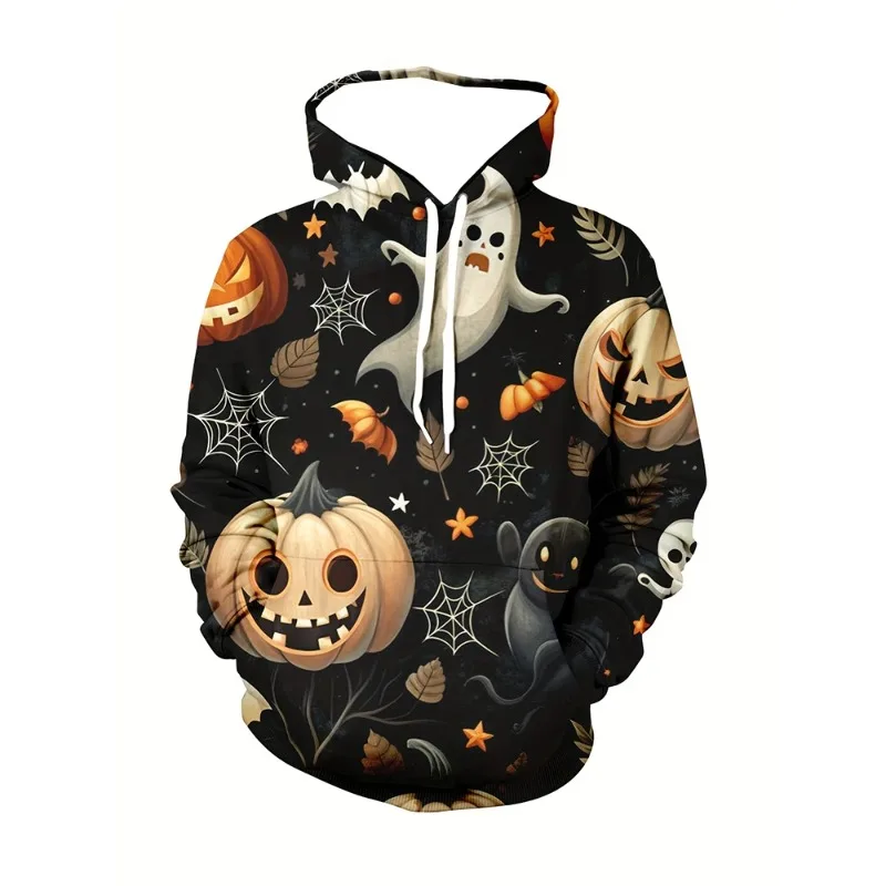 

2025 New Fashionable Men's and Women's Hoodies 3D Printed Halloween Ghost Pumpkin Pattern with Pocket Hoodie