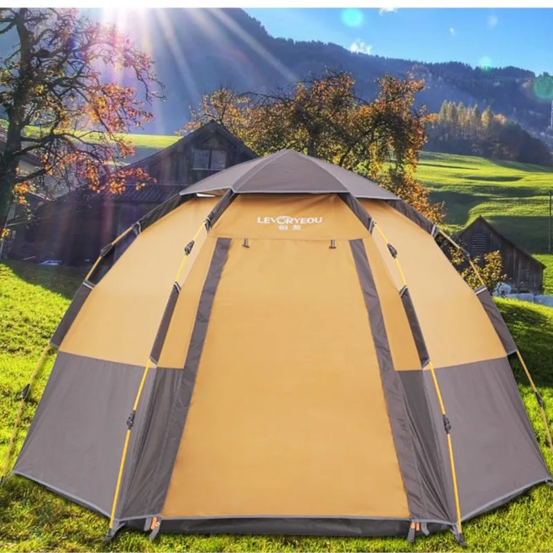 Outdoor Hexagonal Automatic Tent Rainproof Sunscreen Folding Automatic Quick Opening Portable Picnic Camping Mosquito Proof Tent