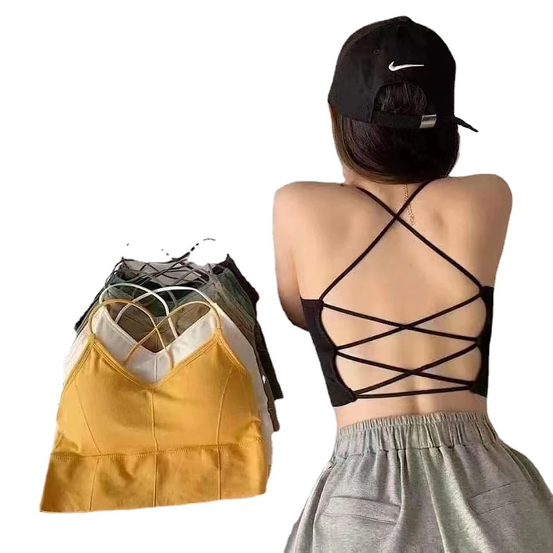 

Women Cross Strap Sports Bra Top Women Push Up Sport Bra Yoga Gym Crop Top Brassiere Fitness Top Sport Bra Breathable Bras