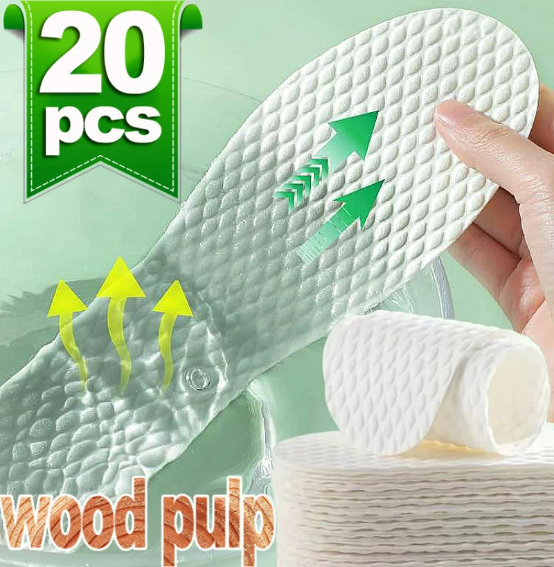 Disposable Insoles Natural Wood Pulp Insole Women Men Summer Thin Breathable Deodorant Sweat Absorption Shoe Pads 1/6/10Pairs