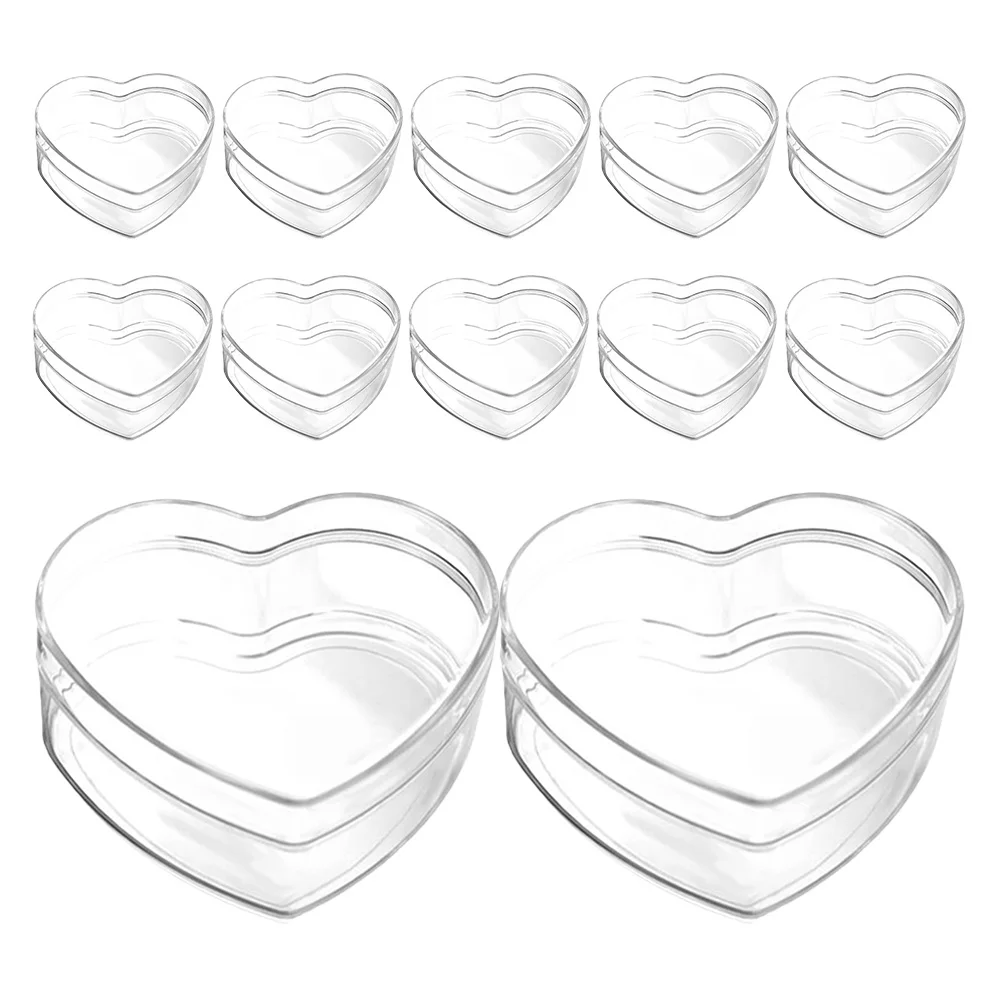

12Pcs Acrylic Heart Candy Box Clear Transparent Storage Container for Party Favors Gifts Chocolates Jewelry Small Treats Holder
