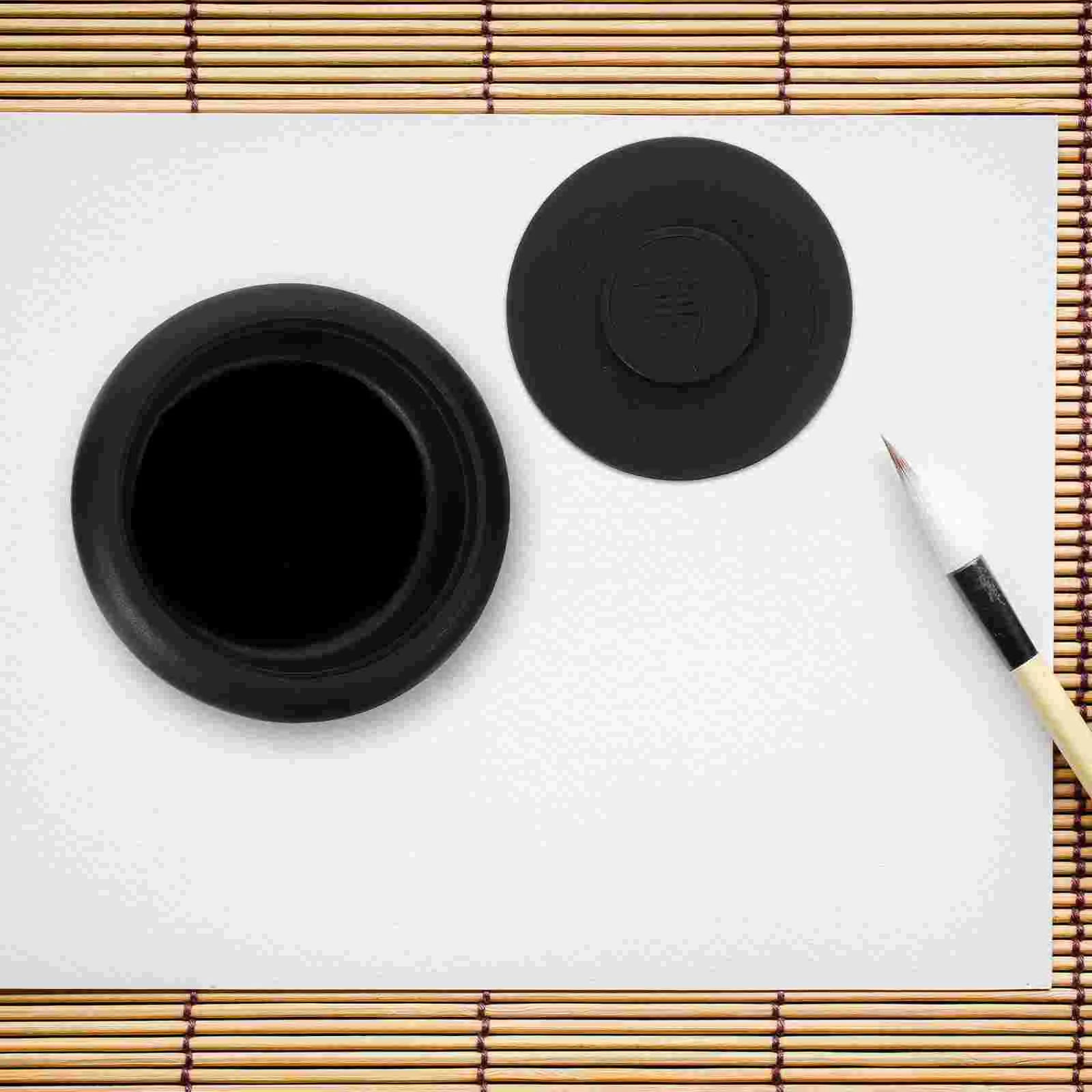 1 Piece Ancient Horse Shape Calligraphy Preserved Chinese Calligraphy Grinding Lidded Covered for Reading