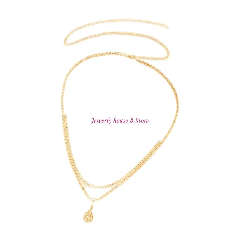 Modna dwużyłowa biżuteria do ciała Miedziany łańcuszek na talię z wzorem kropli wody