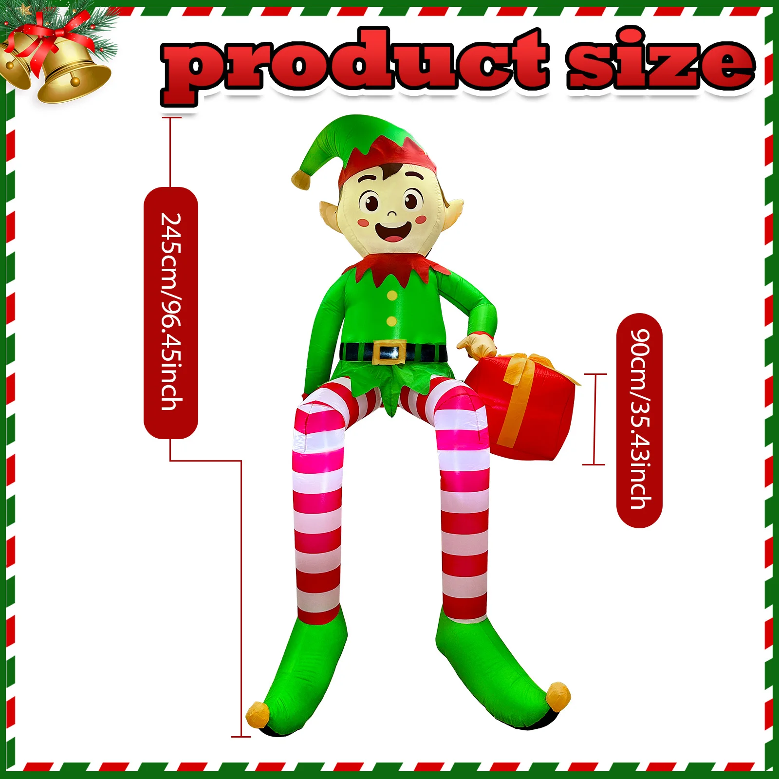 8 FT Elf Christmas Inflatables Outdoor Decoration, Large Christmas Blow, Xmas Decorations Sitting Elf for Yard Garden Roof Decor