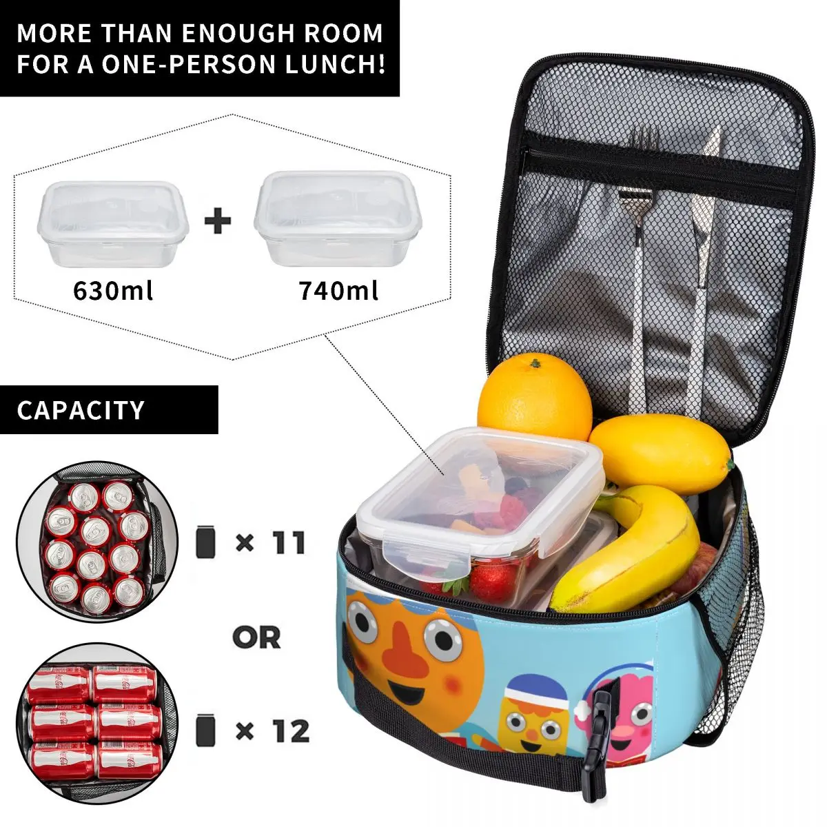 Noodle & Pals Micro Lunch Bag Super Simple Leisure Lunch Box For Women Convenient Cooler Bag Oxford Print Thermal Lunch Bags