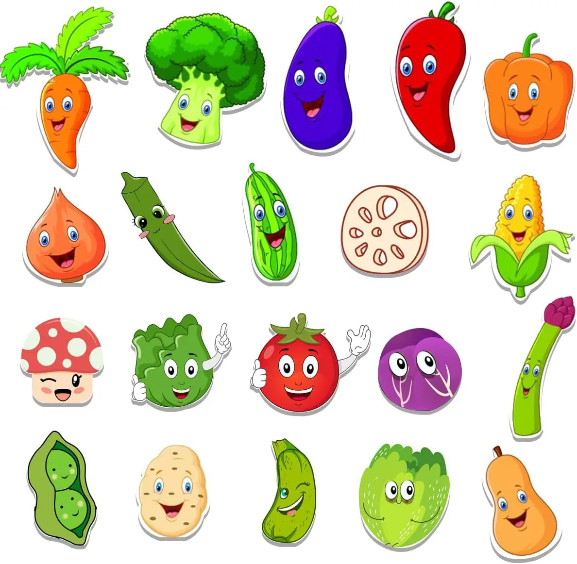 

Vegetables Thick Gel Clings Decals 20Pcs Reusable Cute Vegetables Gel Stickers for Refrigerator Decorations