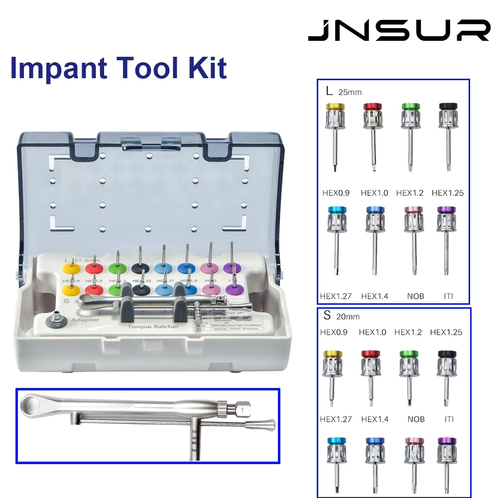 Kit di strumenti per il ripristino dell\'impianto dentale Cassetta degli attrezzi dentale Cacciaviti dinamometrici per impianti dentali universali