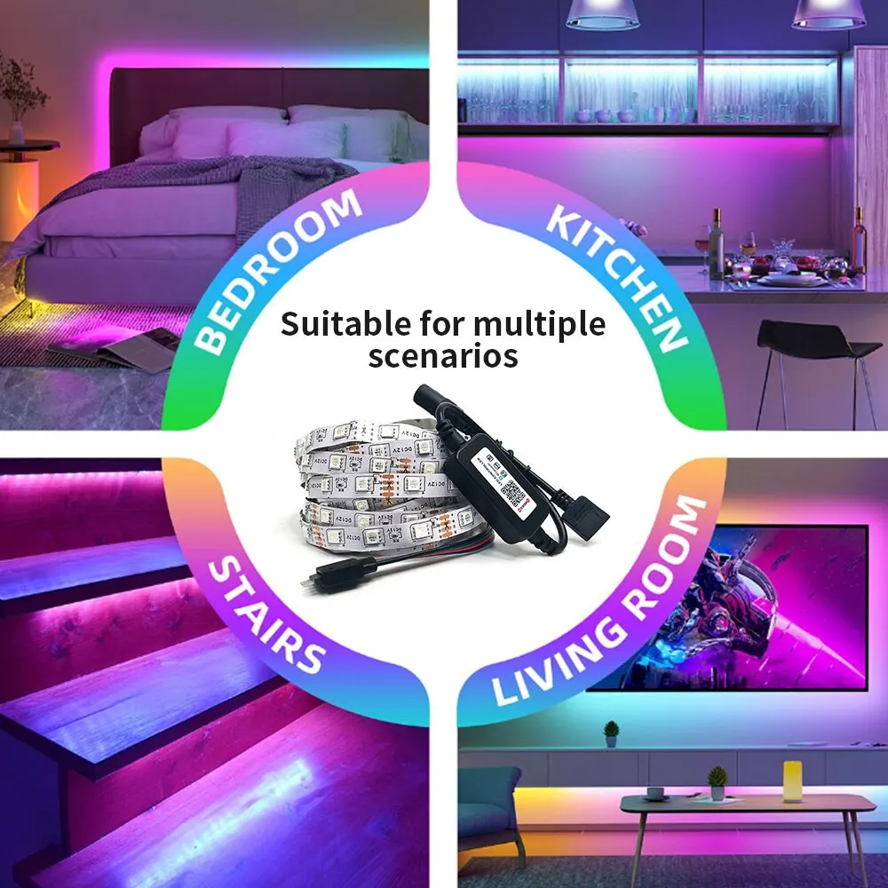 12V LED Strip Lights RGB 5050 5m 54 LEDs Bluetooth app điều khiển Luces Led linh hoạt Diode trang trí cho phòng khách đèn Ribbon