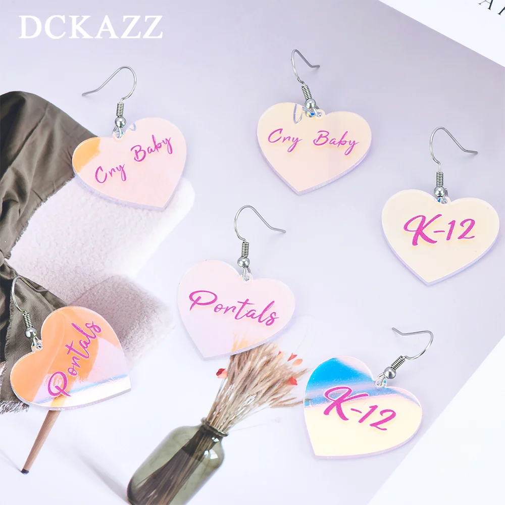 DCKAZZ Melanie K12 Cry Baby Portal Hook Earrings Colorful heart Pendant Pink Light Jewelry Party Accessory Cosplay Gift for Fans