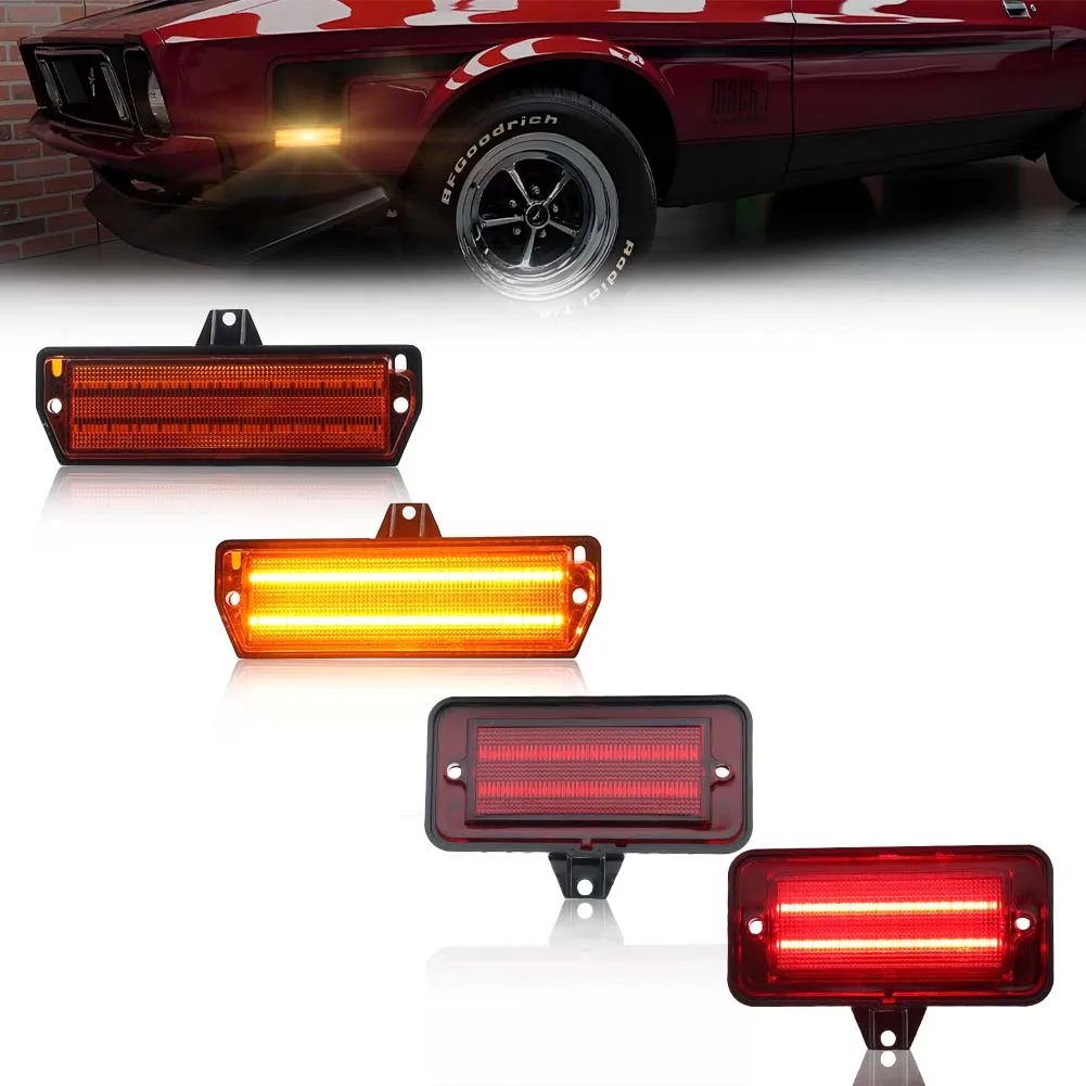 

Передний и задний угловой боковой габаритный фонарь, указатель поворота, отражатель, фонарь на крыло со светодиодом для Ford Mustang 1971 1972 1973 года