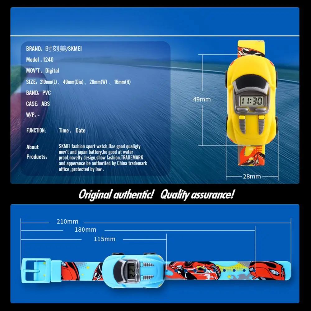 CartoonCar jam tangan anak-anak mainan untuk anak laki-laki bayi Fashion jam tangan elektronik inovatif bentuk mobil Digital jam tangan anak-anak hadiah