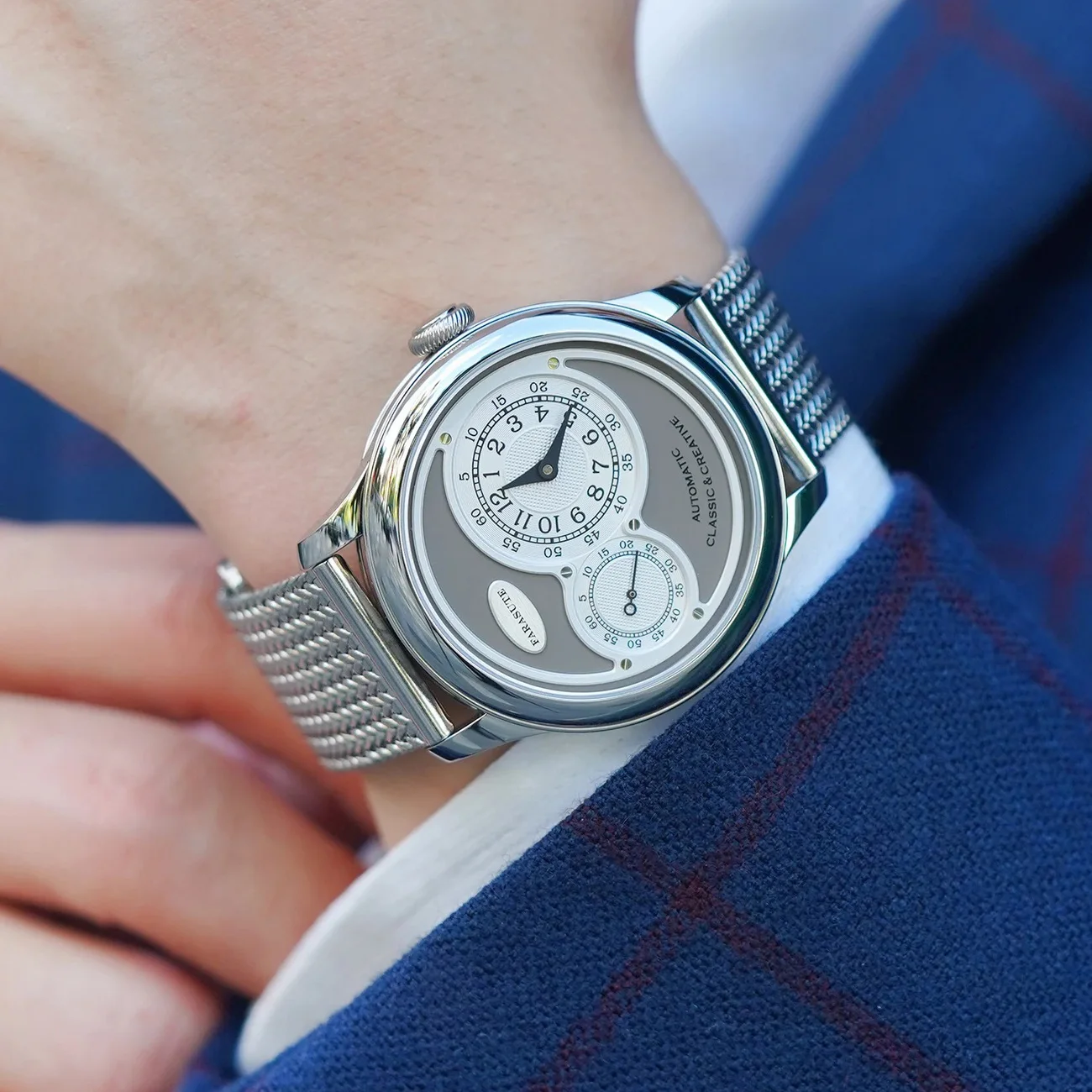 FARASUTE Men Automatic Watch 40mm Luxury Mechanical Wristwatch Sapphire Enamel Dial Small Second Dial