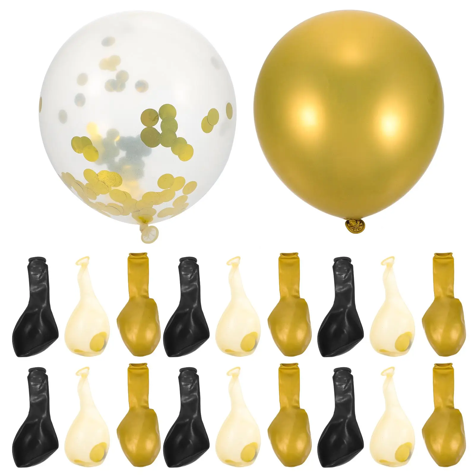 

50 Balloons Graduation Gold Black 12 Inches Diameter Latex Confetti Filled Safe Kids Water Helium Easy Use