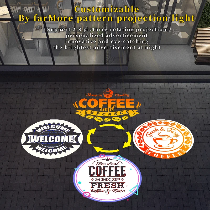 Free Custom Logo Gobo Projector Advertising Lights 60W/100W/150W LED Sign Wall Projection Lamp Outdoor Waterproof IP67 HD&Bright