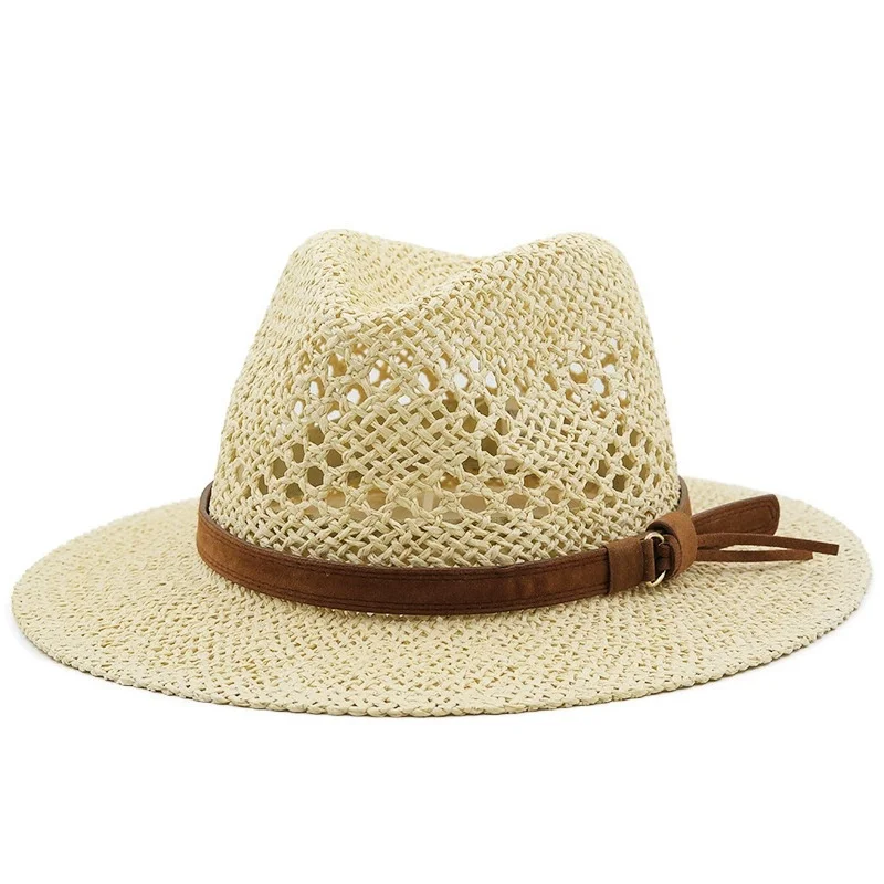 New Spring/Summer Outdoor Sun Hat: Openwork Straw Hat, Jazz Sun Hat, Unisex Top Hat, Sun Protection Wide-Brimmed Hat