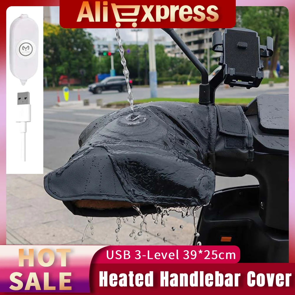 

Motorbike Heated Handle Grip Covers Waterproof Motorcycle Heating Warm Muffs USB Charging Reflective Snowmobile Bike Accessories