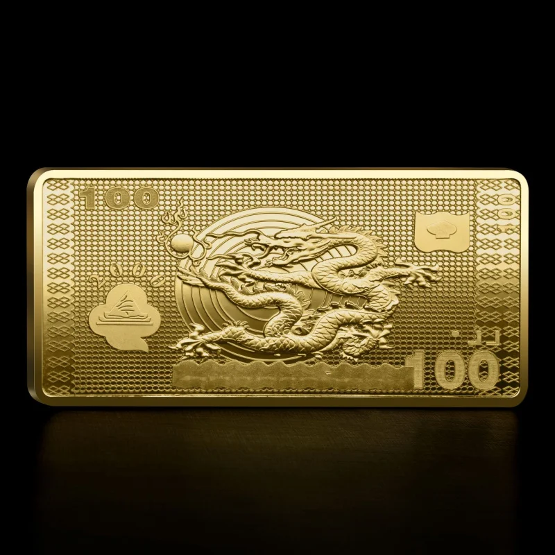 Immediate Success Wealth Gold Bar Fund Bar Gold-Plated Craft Large Golden Dragon Nine Dragon Wall Five Ox Picture Ten Steeds Pic