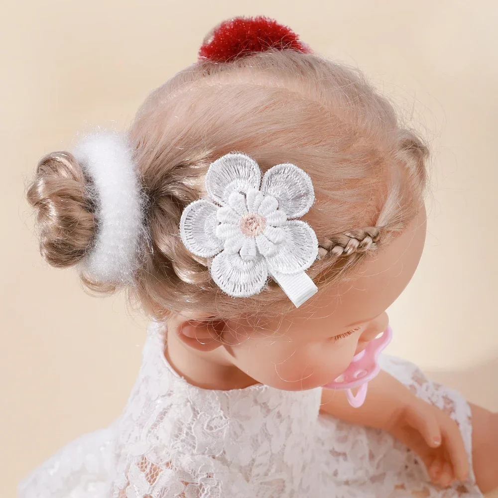 5/1pcs Ins Daisy Flower Hair Clips Baby Girl Hairpins for Kids Lace White Barette Princess Infant Hair Accessories Wholesale