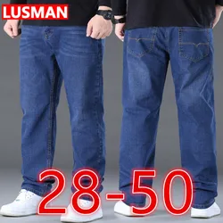 Mann Jeans große Größe High Stretch Denim Stoff große Hose für dicke Menschen 45-150kg Jeans Hombre weites Bein Jeans Pantalon Homme